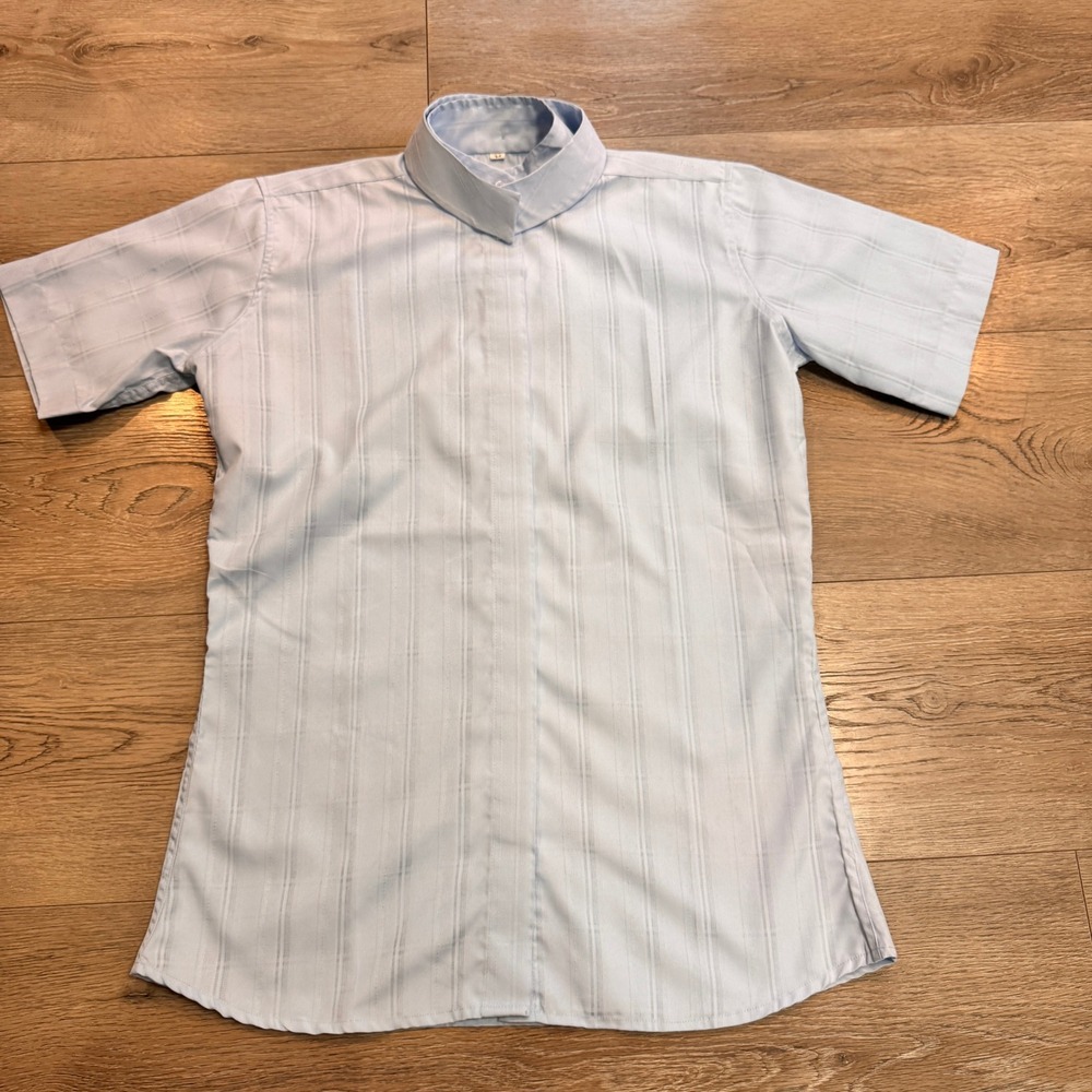 RHC Equestrian Womens Small‎ S Light Blue Striped Short Sleeve English Show Top